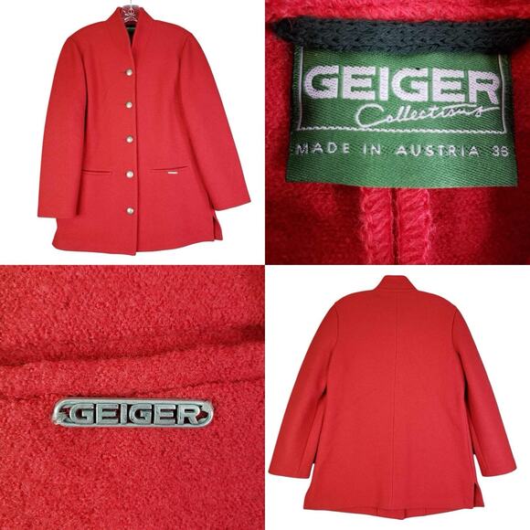 Geiger Austria Sweater Wool Coat 36 US M Orange Fall Long Sweater Jacket - Picture 1 of 16